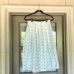 White lace party skirt with blue slip